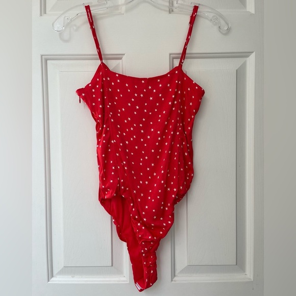 NWT ZARA Red Star Lace-Up Bodysuit S - Picture 10 of 14